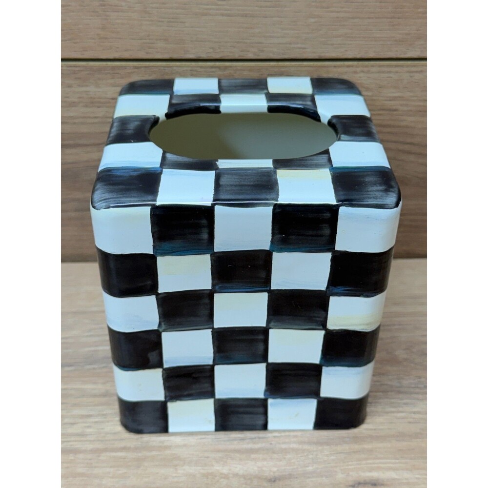 MacKenzie-Childs Courtly Check Black & White Tissue Box Cover